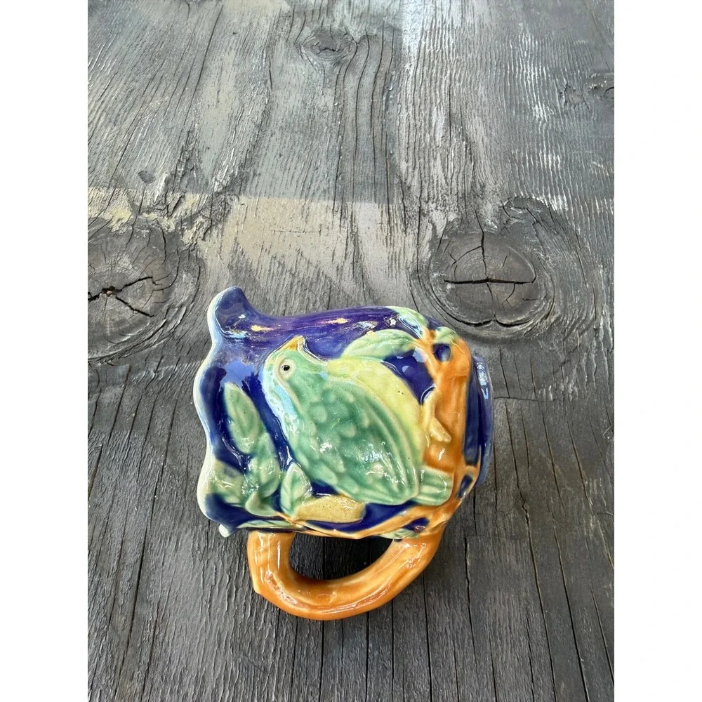 Henriksen Imports Classic Majolica‎ Bird and Pear Handpainted Stoneware Creamer